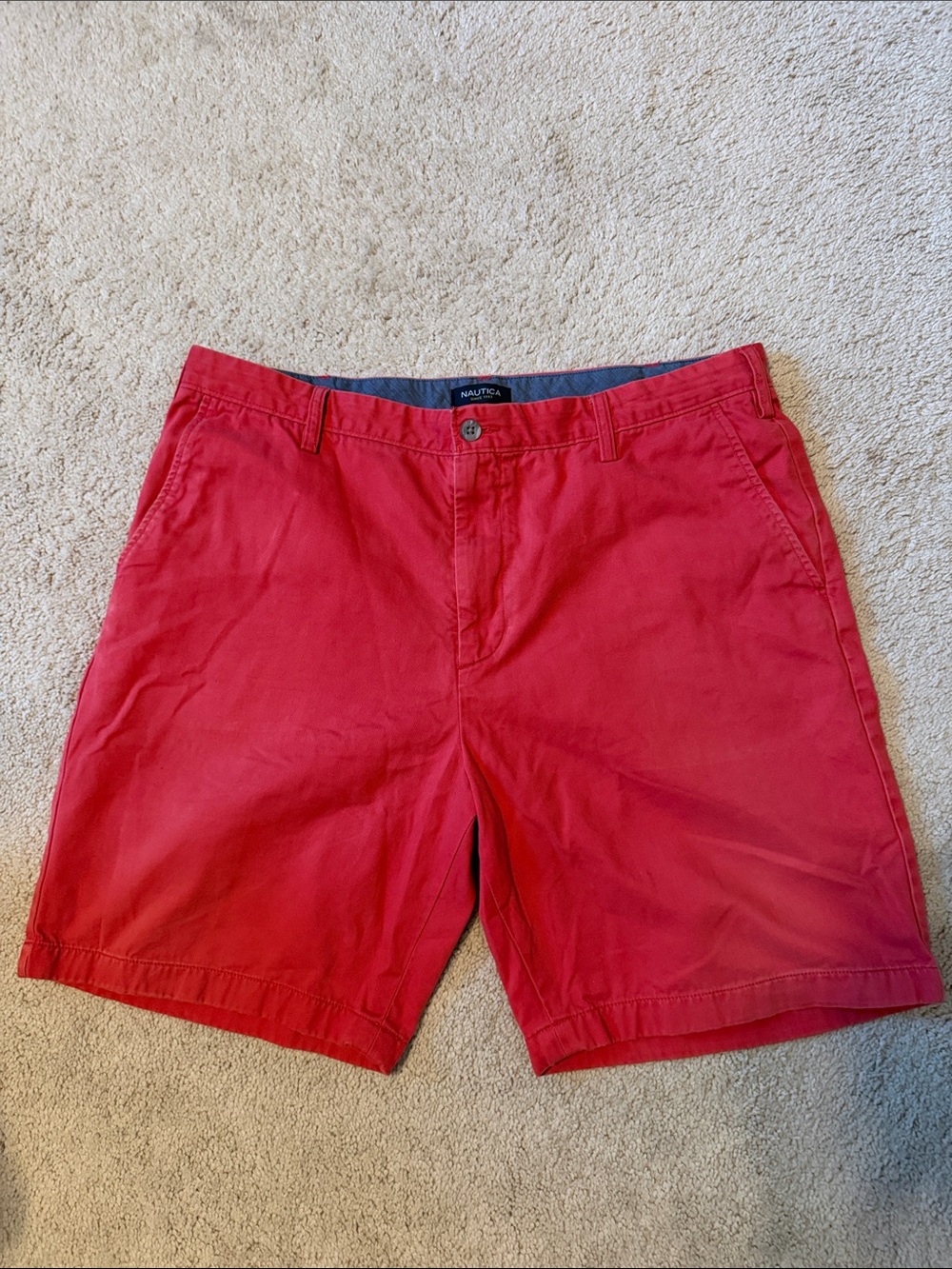 Men’s Nautica Red “The Deck Short” Classic Fit 100% Cotton Size 38W